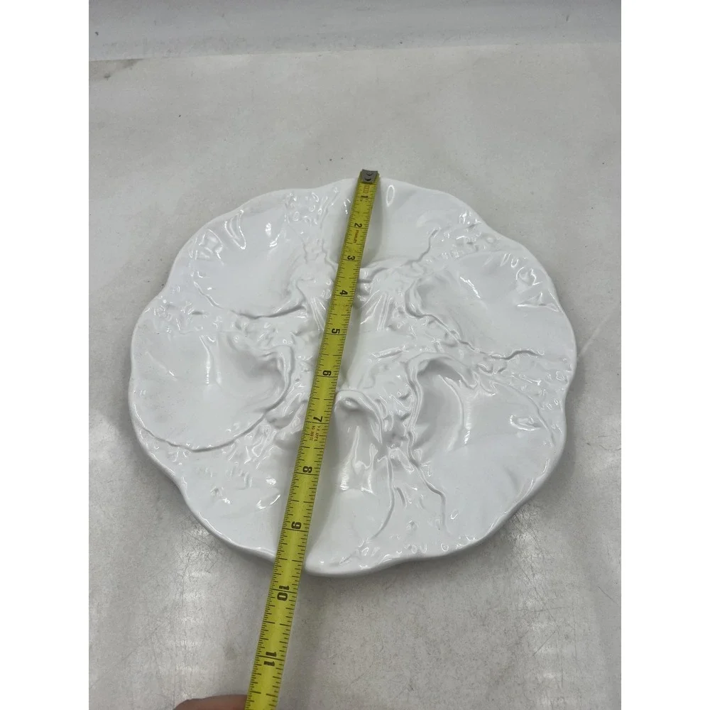 Neto & Gomes Oyster Plate White Ceramic Starfish Center 6-Well Server Portugal - Picture 9 of 11
